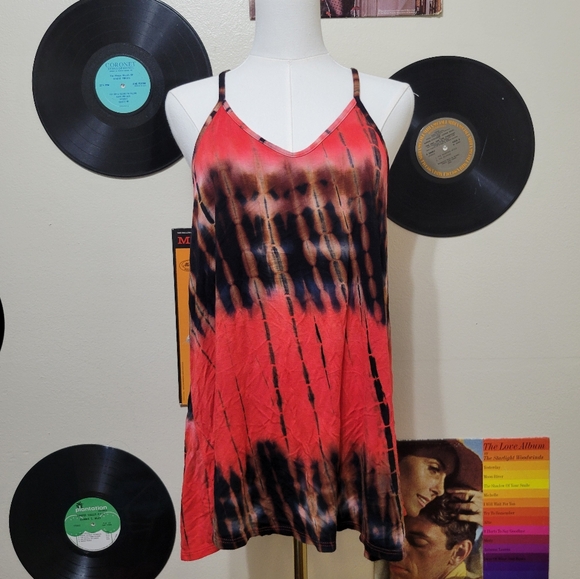 white birch Tops - White Birch | Red Brown Tie Dye Tank Tpp